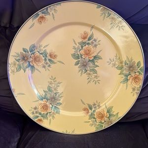 1995 Camp MacKenzie Childs Round Enamelware Floral Yellow Tray Plate